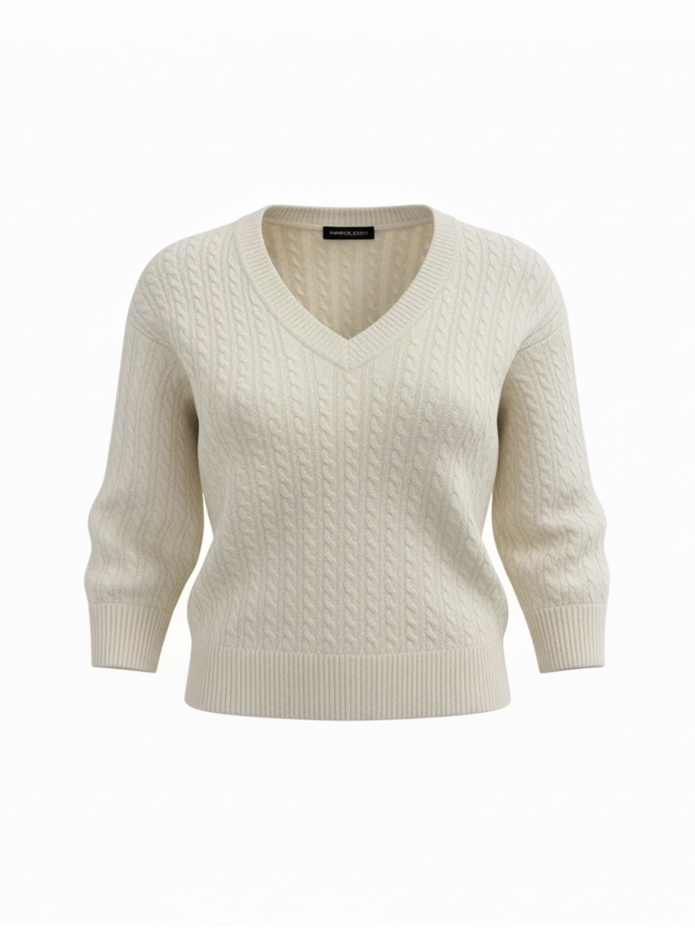 Brandy Melville Cable Knit Sweater Women’s OS Winter White 3/4 Sleeves Cropped